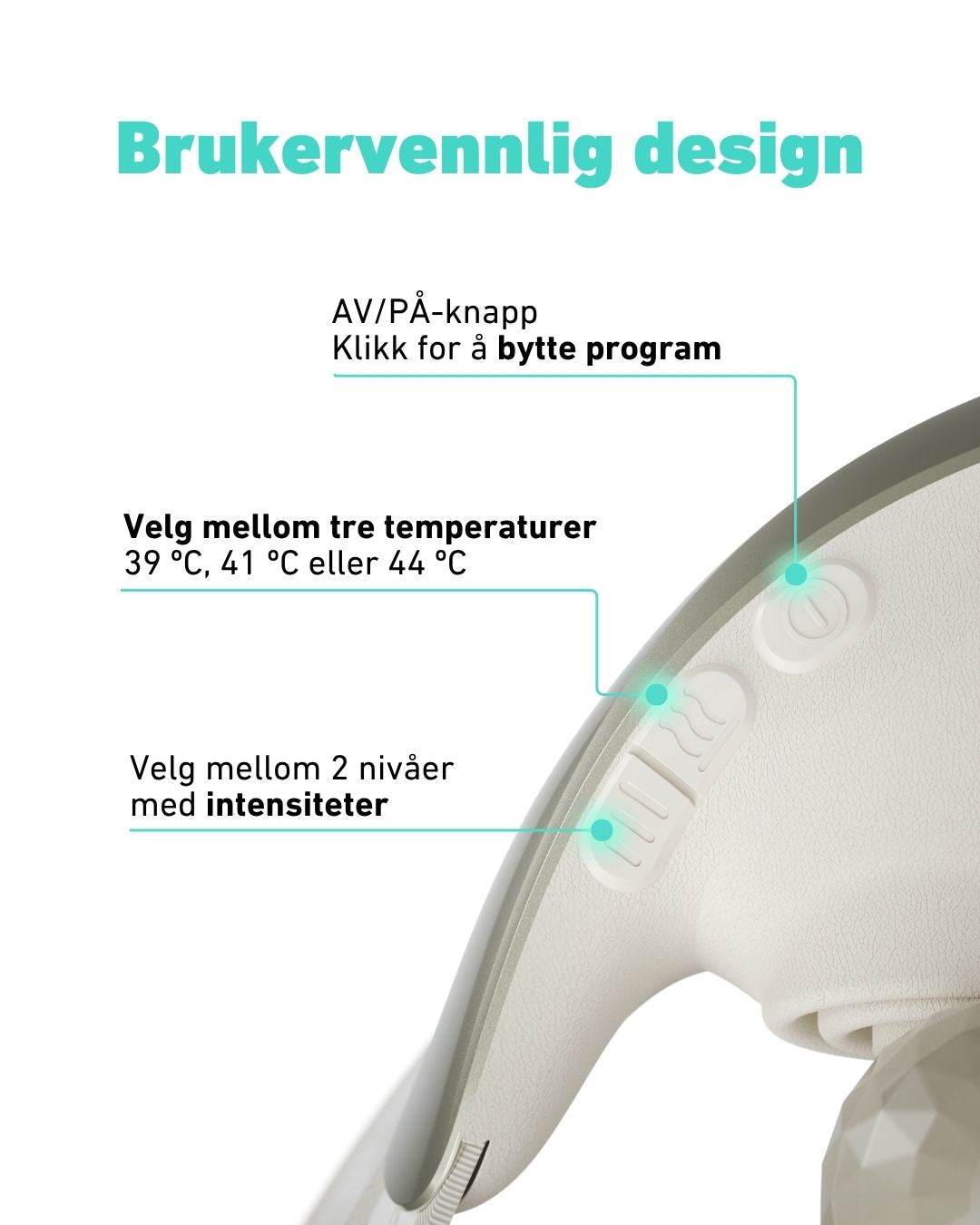 Brukervennlig design til å styre temperatur, styrke og modus