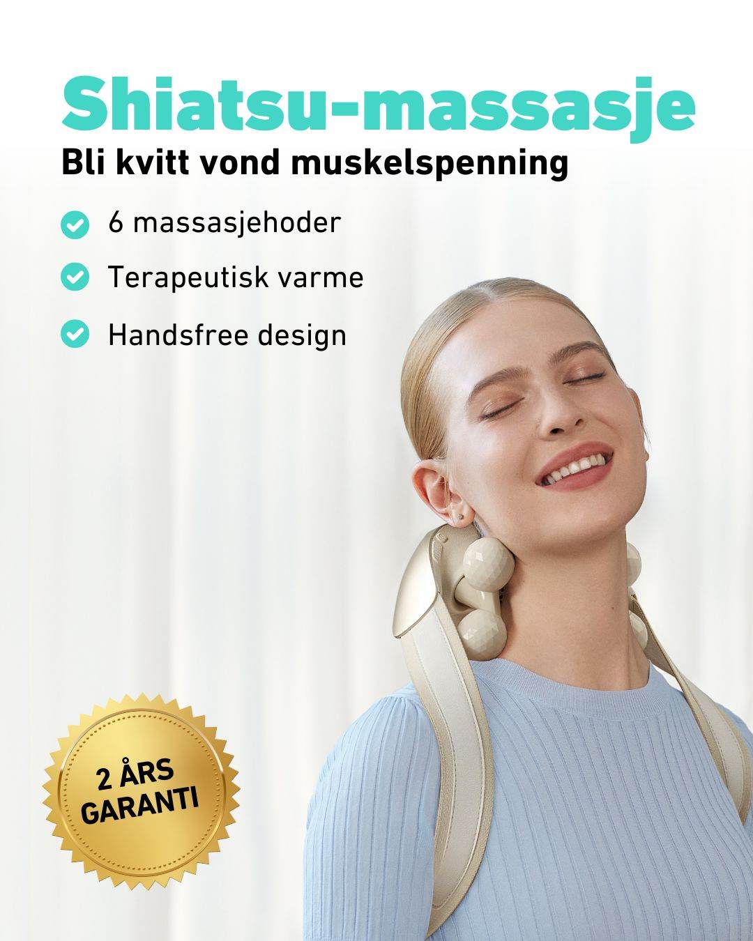 Shitsu-massasje for å blit kvitt vond muskelspenning. H7 ultra massasjeapparat med seks massasjehoder, terapeutisk varme og handsfree design