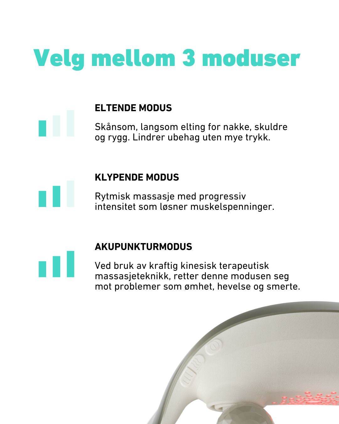 H7 ultra kommer med tre moduser og tre intensiteter fra eltende modus, klypende og akupunktur