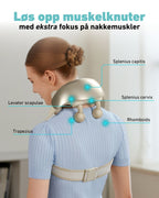 Løs opp muskelknuter med massasjeapparat som treffer splenius capitis, levator scapulae, splenius cervix, trapezius og rhomboids