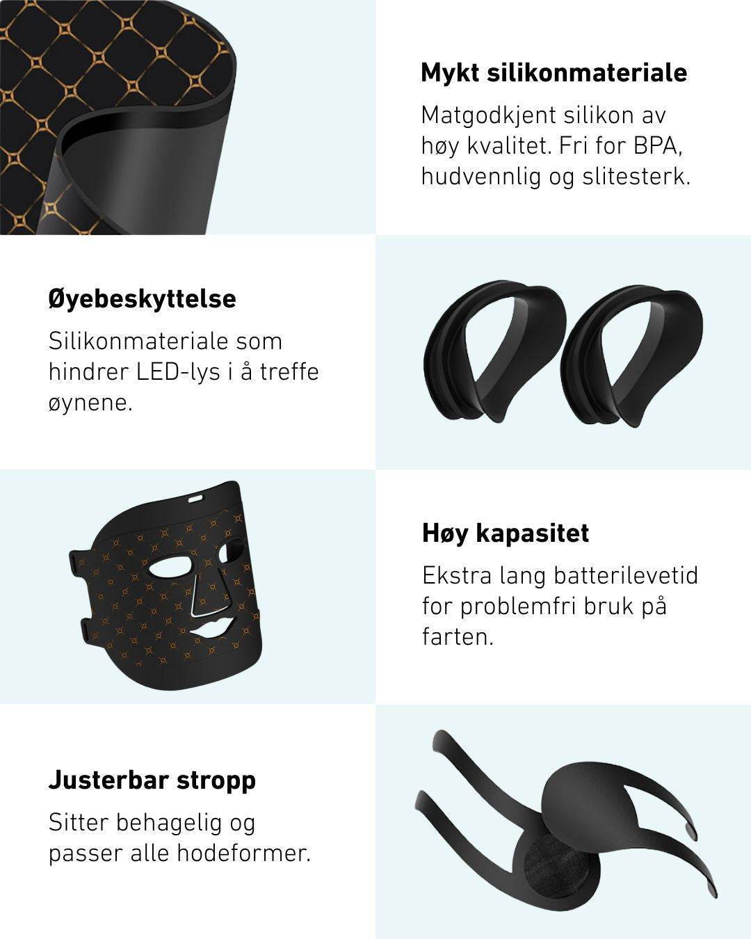 LED-lysmaske ansikt mot akne, rynker og pigmentflekker