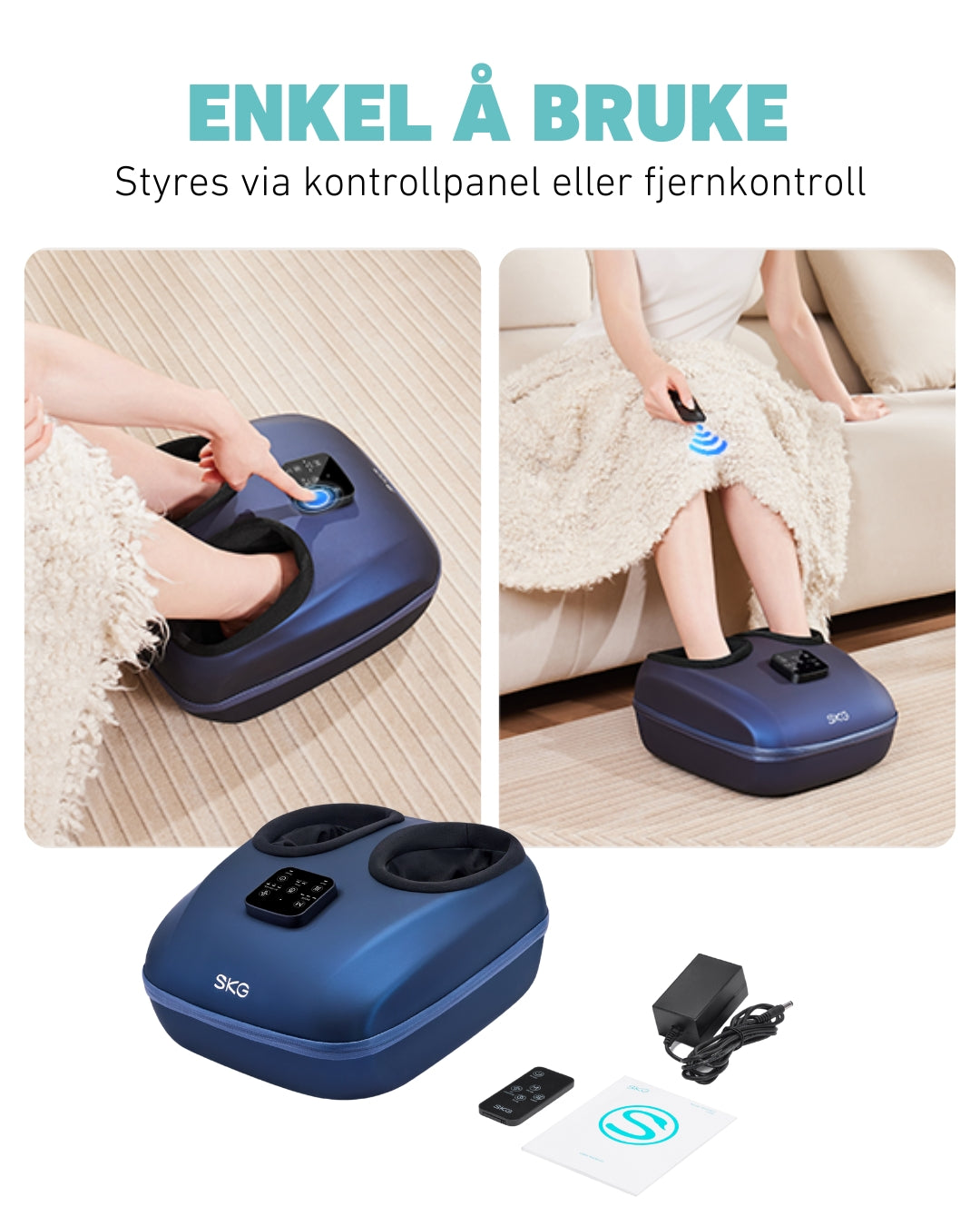 Fotmassasjeapparat med varme og luftkompresjon