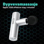 Oppladbar massasjepistol med lang batteritid.