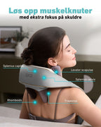 SKG H5 massasjeapparat løsner muskelknuter med fokus på skuldre og nakke – målrettet massasje av trapezius, rhomboids og splenius-muskler.